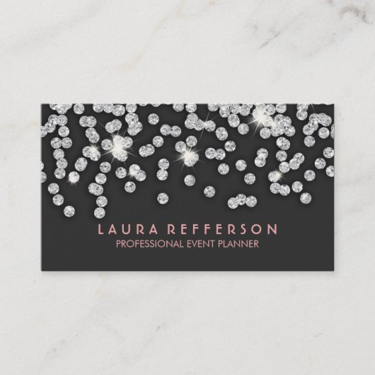 Glatte moderne silberne Diamanten Visitenkarte (Vorderseite)