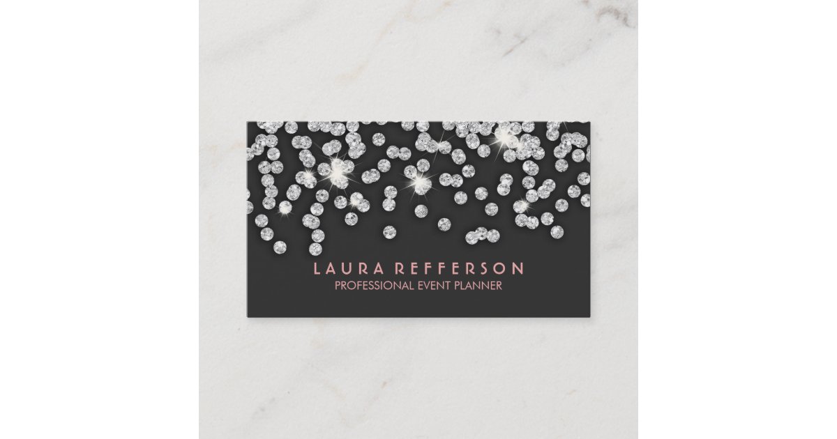 Glatte moderne silberne Diamanten Visitenkarte | Zazzle.de