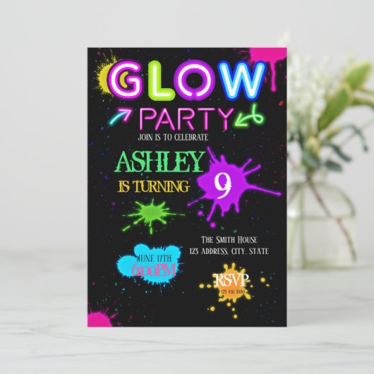 glatte Party Einladung (Stehend Vorderseite)