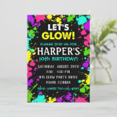 glatte Party Einladung | Glow Birthday Party Einla (Stehend Vorderseite)