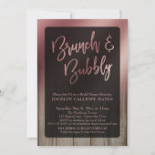 Glatte Rose Gold Bartholz Brunch & Bubbly Einladung (Vorderseite)