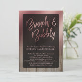 Glatte Rose Gold Bartholz Brunch & Bubbly Einladung (Stehend Vorderseite)