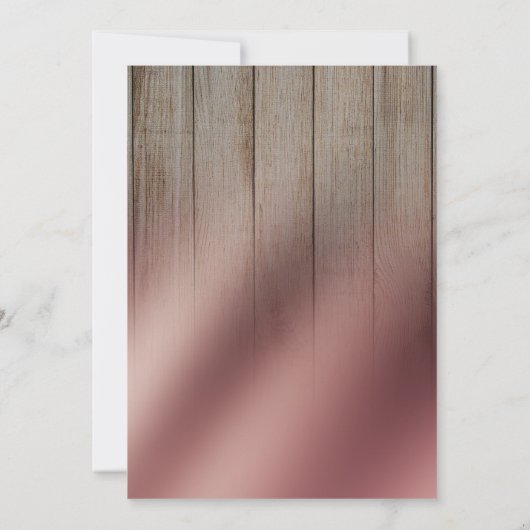 Glatte Rose Gold Bartholz Brunch & Bubbly Einladung (Rückseite)