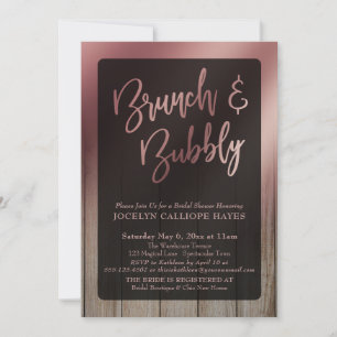Glatte Rose Gold Bartholz Brunch & Bubbly Einladung