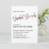 Glatte Rose Gold Ombre Bridal Brunch Typografie Einladung (Stehend Vorderseite)