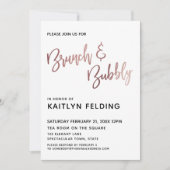 Glatte Rose Gold Ombre Brunch & Bubbly Typografie Einladung (Vorderseite)