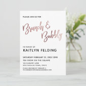Glatte Rose Gold Ombre Brunch & Bubbly Typografie Einladung (Stehend Vorderseite)