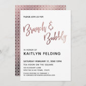 Glatte Rose Gold Ombre Brunch & Bubbly Typografie Einladung (Vorne/Hinten)