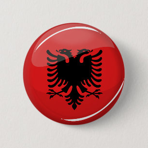 Glatte runde albanische Flagge Button