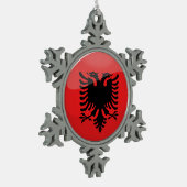 Glatte runde albanische Flagge Schneeflocken Zinn-Ornament (Links)