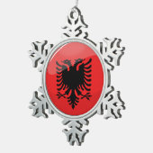 Glatte runde albanische Flagge Schneeflocken Zinn-Ornament (Rechts)