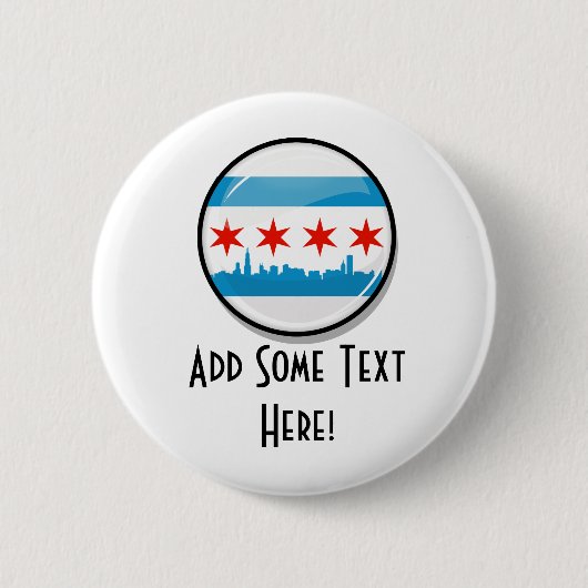 Glatte runde Flagge von Chicago Button (Vorderseite)