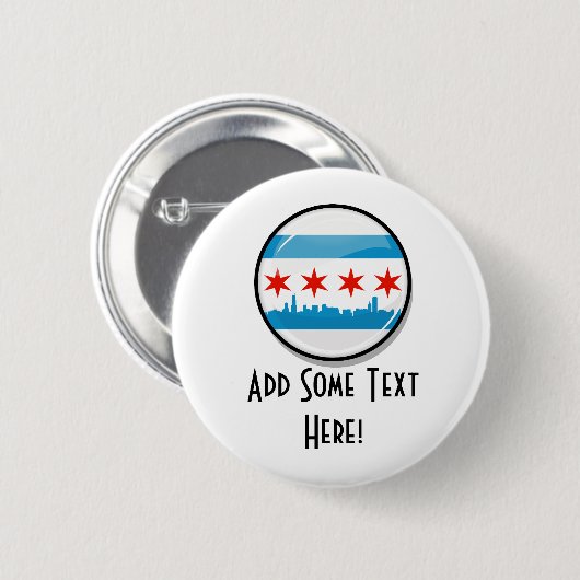 Glatte runde Flagge von Chicago Button (Vorne & Hinten)