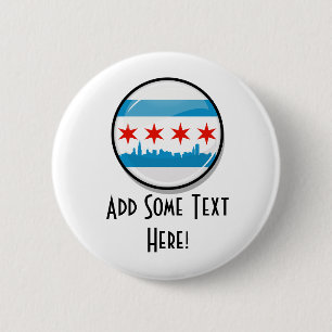 Glatte runde Flagge von Chicago Button