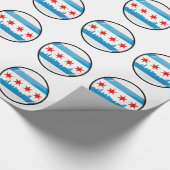 Glatte runde Flagge von Chicago Geschenkpapier (Ecke)
