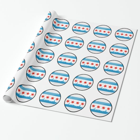 Glatte runde Flagge von Chicago Geschenkpapier (Ungerollt)