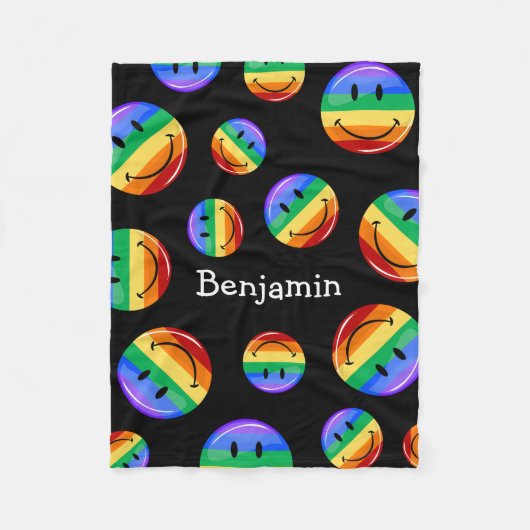 Glatte runde Gay Pride-Flagge Fleecedecke (Vorderseite)