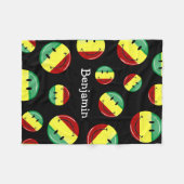 Glatte runde glückliche Rasta Flagge Fleecedecke (Vorderseite (Horizontal))
