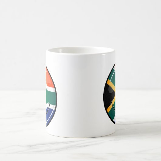 Glatte runde glückliche südafrikanische Flagge Kaffeetasse (Mittel)
