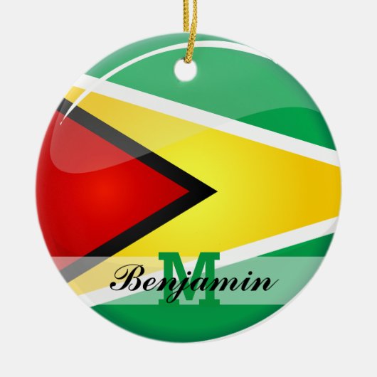 Glatte runde guyanische Flagge Keramik Ornament (Vorne)
