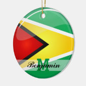 Glatte runde guyanische Flagge Keramik Ornament (Links)