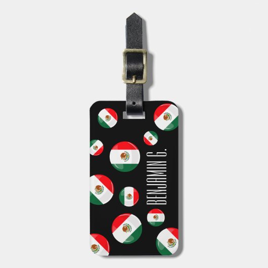 Glatte runde mexikanische Flagge Gepäckanhänger (Vorderseite vertikal)