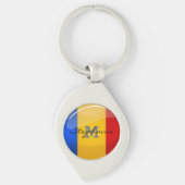 Glatte runde rumänische Flagge Schlüsselanhänger (Vorderseite)