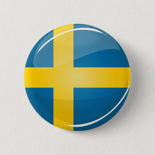 Glatte runde schwedische Flagge Button