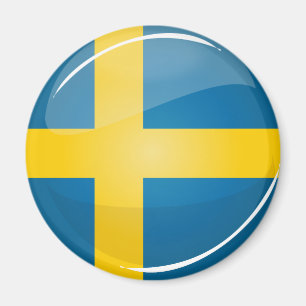 Glatte runde schwedische Flagge Magnet