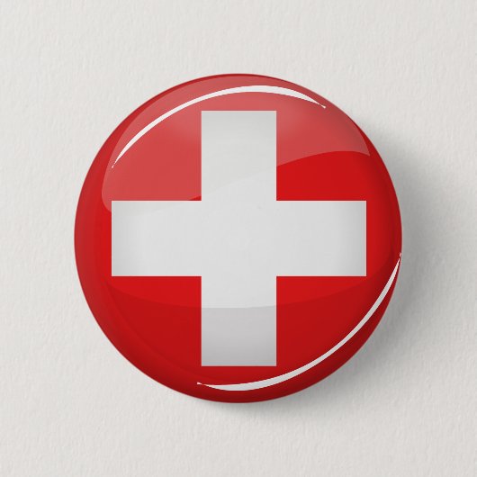 Glatte runde Schweizer Flagge Button (Vorderseite)