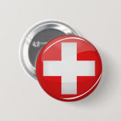 Glatte runde Schweizer Flagge Button (Vorne & Hinten)