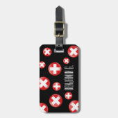 Glatte runde Schweizer Flagge Gepäckanhänger (Vorderseite vertikal)