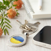 Glatte runde ukrainische Flagge Schlüsselanhänger (Seite)