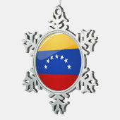 Glatte runde Venezuela-Flagge Schneeflocken Zinn-Ornament (Rechts)