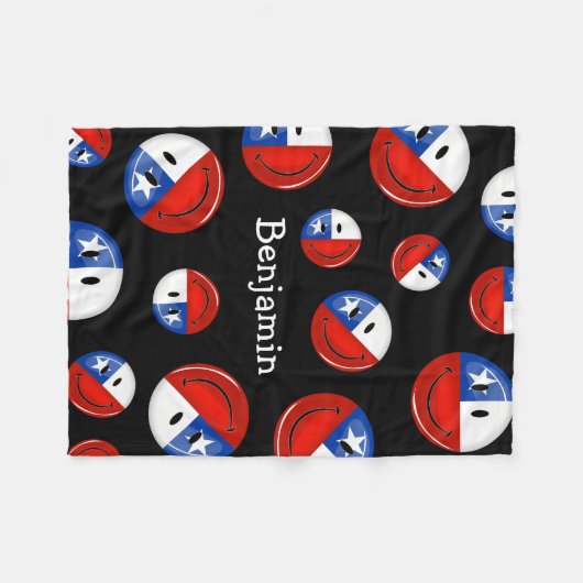 Glatte Runden-lächelnde chilenische Flagge Fleecedecke (Vorderseite (Horizontal))