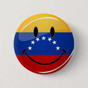 Glatte Runden-lächelnde venezolanische Flagge Button
