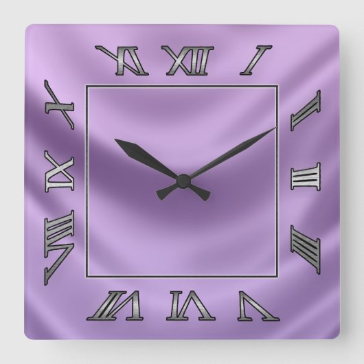 glatte Seide - lila Quadratische Wanduhr (Vorderseite)