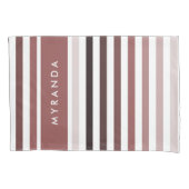 Glatte starke Streifen mit Namen in rosigem Brown Kissenbezug (Vorderseite)