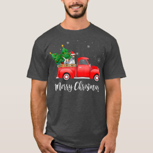 Glätte Terrier Dog Riding Red Truck Weihnachten T-Shirt