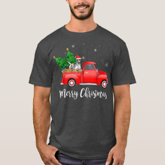 Glätte Terrier Dog Riding Red Truck Weihnachten T-Shirt