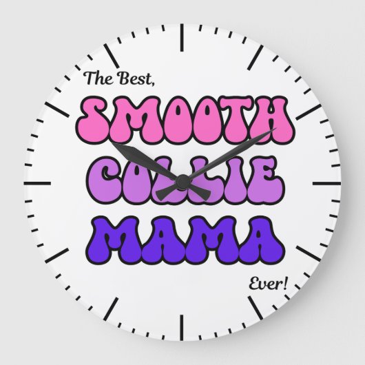 Glatter Collie-Mama-Uhr Große Wanduhr (Vorderseite)