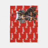 Glatter Dachshund Santa-Hund Individueller Name We Fleecedecke (Vorderseite)