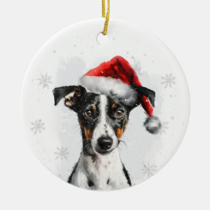 Glatter Fox Terrier Hund Weihnachten Personalisier Keramik Ornament