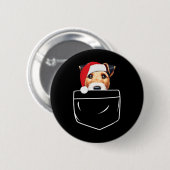 Glätter Fox Terrier Hund Weihnachtsmannmütze Weihn Button (Vorne & Hinten)