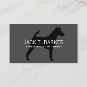 Glatter Fox Terrier Silhouette Schwarz auf Grau Visitenkarte