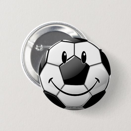 Glatter lächelnder Toon-Fußball Button (Vorne & Hinten)