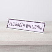 Glatter lila individueller Name Schreibtischnamensplakette (Vorderseite )