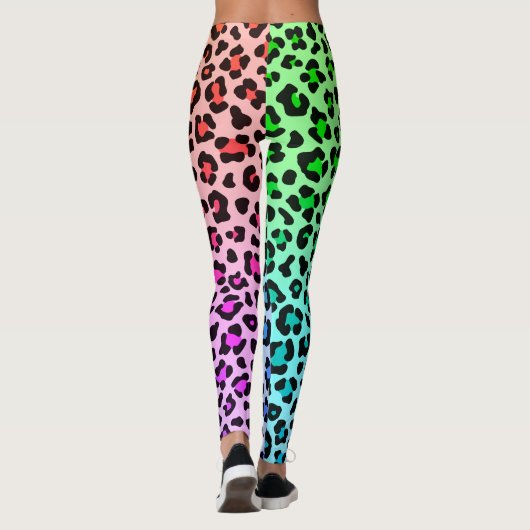 Glatter Regenbogen kühl und schön Leopard Tier Leggings (Rückseite)