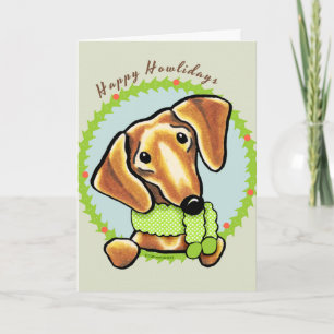 Glatter roter Dachshund Frohe Howlidays Feiertagskarte