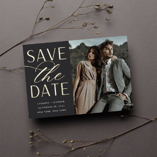 Glatter Schriftzug Einzelnes Foto Save the Date Folieneinladung